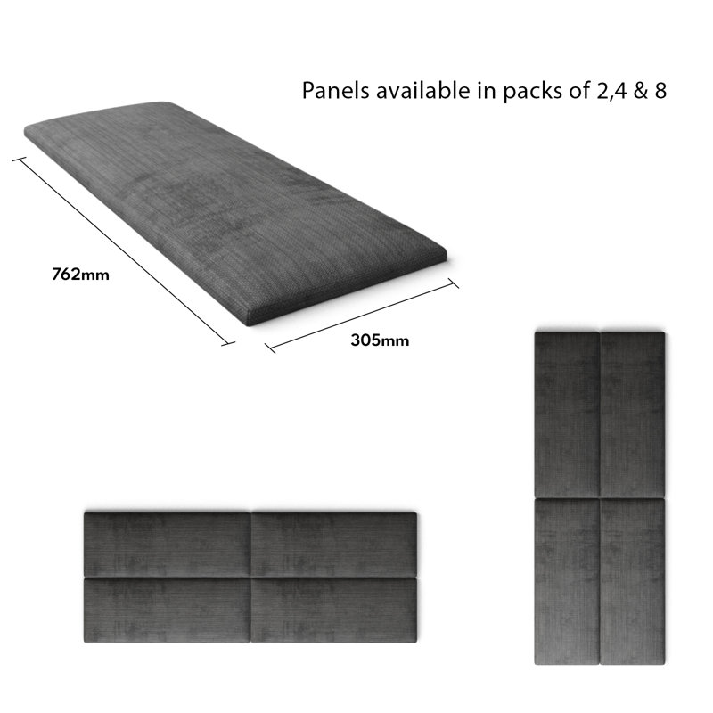 Katilin 30 cm x 75 cm Peel and Stick Upholstered Wall Paneling in Steel, Dark Grey