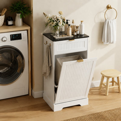 Armoire à poubelle basculante de 13 gallons avec tiroir de rangement et crochets