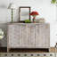 Buffet décoratif 3 portes en bois de style campagnard avec motif hexagonal Accent
