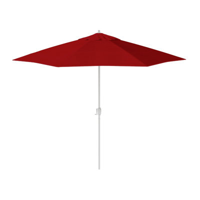 Parasol de marché en aluminium blanc mat 9 pieds avec manivelle et inclinaison automatique à Sunbrella