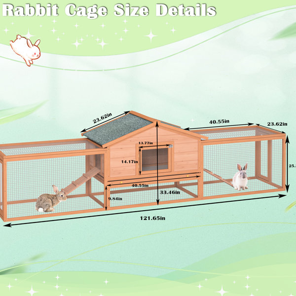 Vertical Rabbit House August Grove Large Wooden Rabbit House With Waterproof Roof, Pull-Out ...