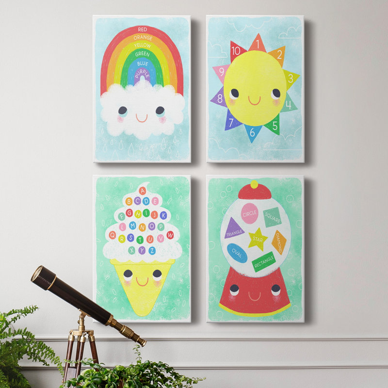" Rainbow Colours " 4 - Pieces Painting Print, 18" H x 12" W x 1" D