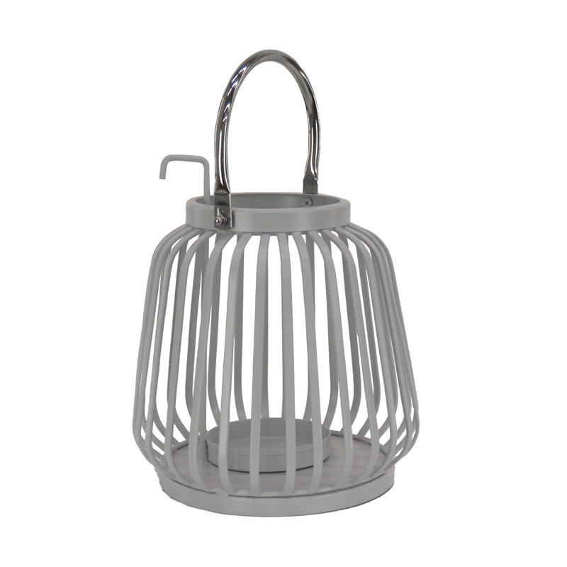 Lanterne à bougie nervurée 11 po, gris glacier, H 11,40 po x l 8,70 po x P 8,70 po