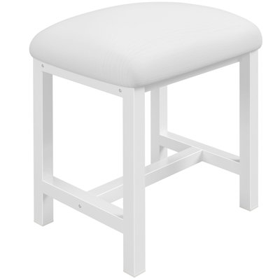 Vanity Stools With Cushion, White Makeup Vanity Chair For Small Spaces, Living Room, Bedroom, Bathroom, Entryway, Ottoman Foot Rest by Mercer41