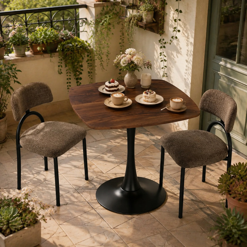 Table de salle à manger 31,5 po, Walnut;Black