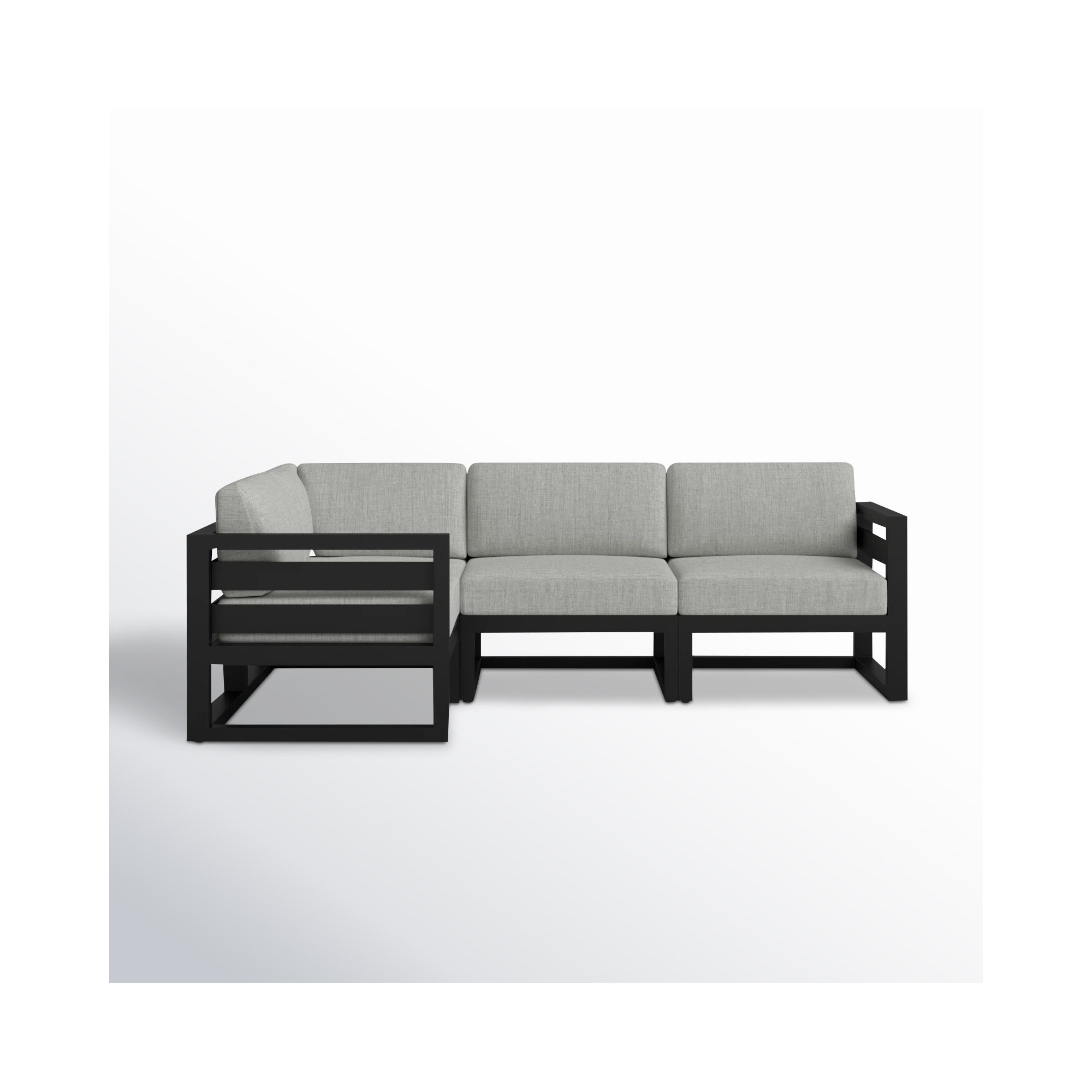 Smith 94" Outdoor Sectional with Sunbrella Cushions, Cast Silver, Black