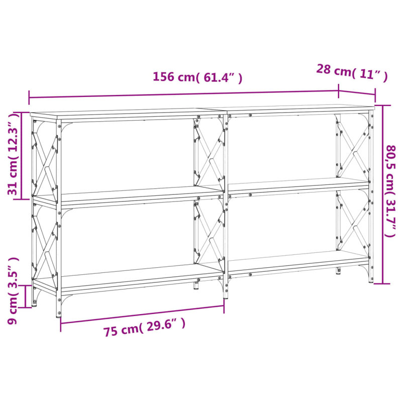vidaXL Console Table Engineered wood Large Console Table, Grey Sonoma