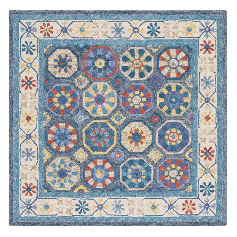 Cyriel Hand Tufted Wool And Cotton With Latex Geometric Rug, Square 6'