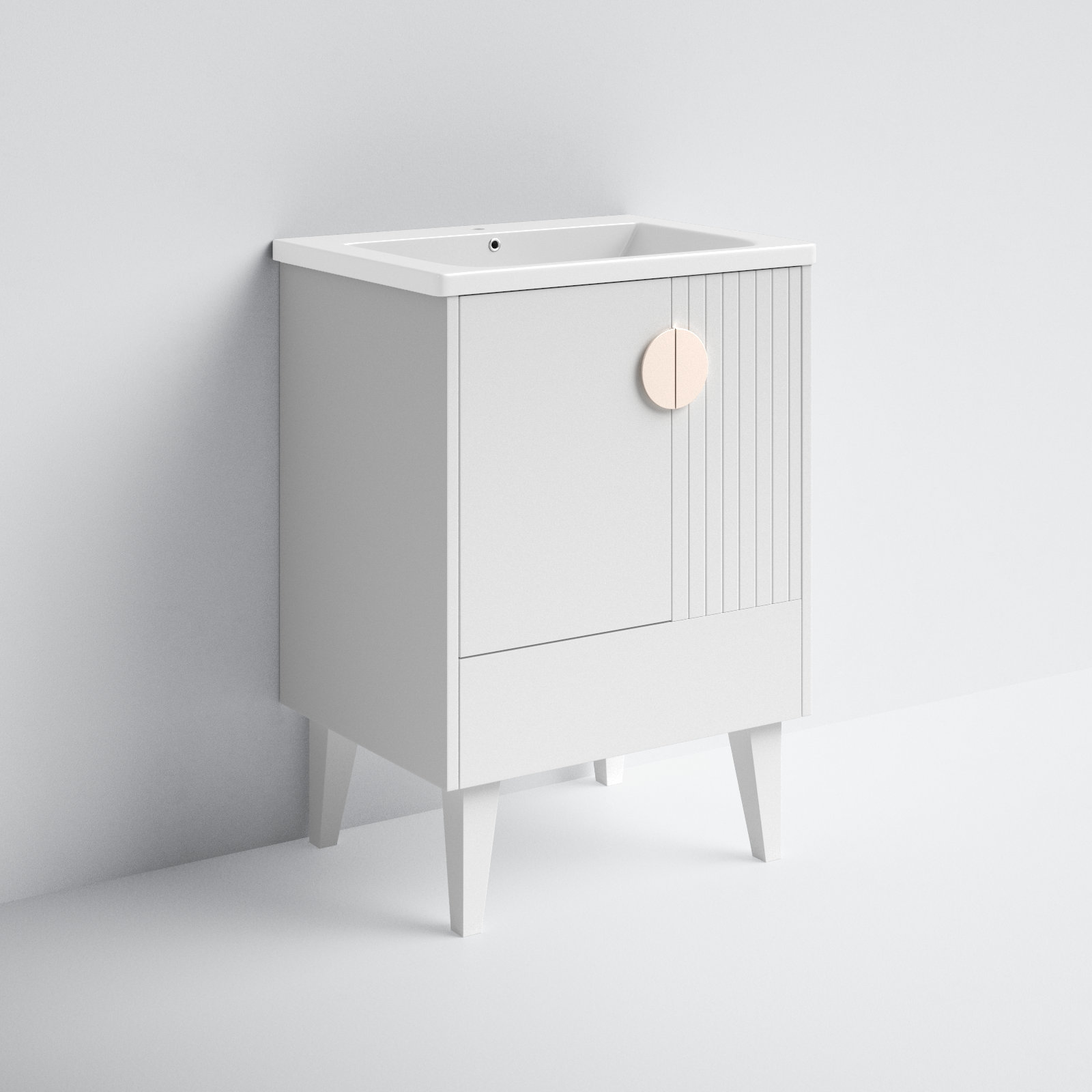 Saimah 24'' Single Bathroom Vanity, White Matte, Satin Nickel