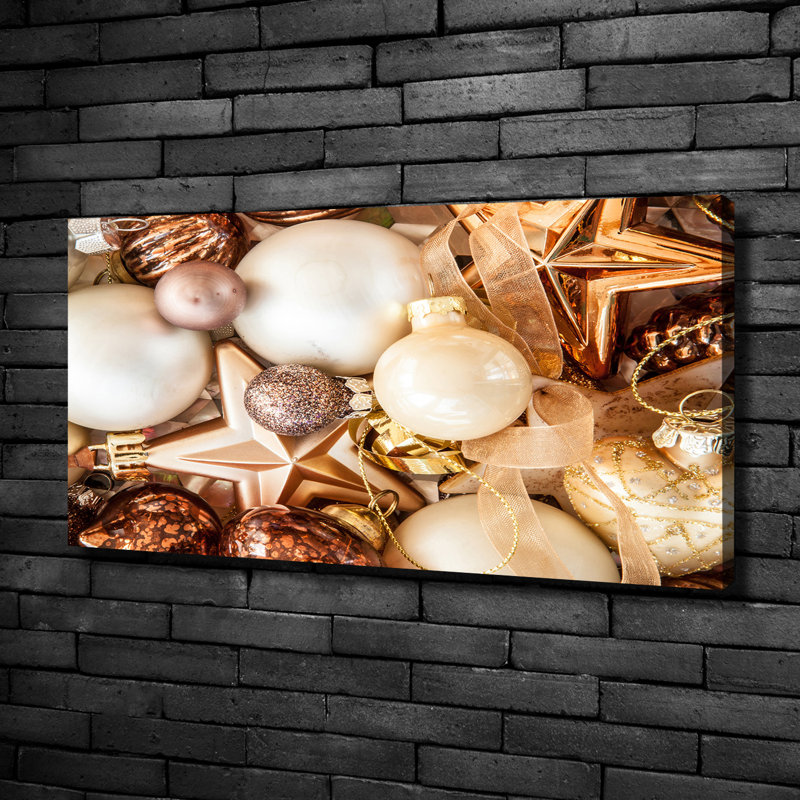 Christmas Baubles - No Frame Print on Canvas, 50cm H X 100cm W