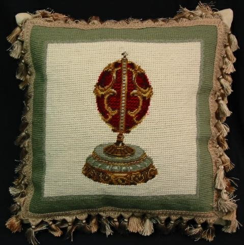 Red Faberge Egg Easter Needlepoint/Petit Point Pillow