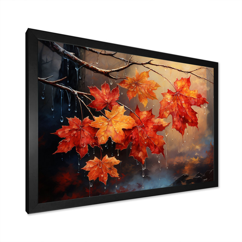 Canada orange, symphonie d'automne III - Canada, art mural large, H 30 po x l 40 po x P 1,5 po, Cadre simple noir