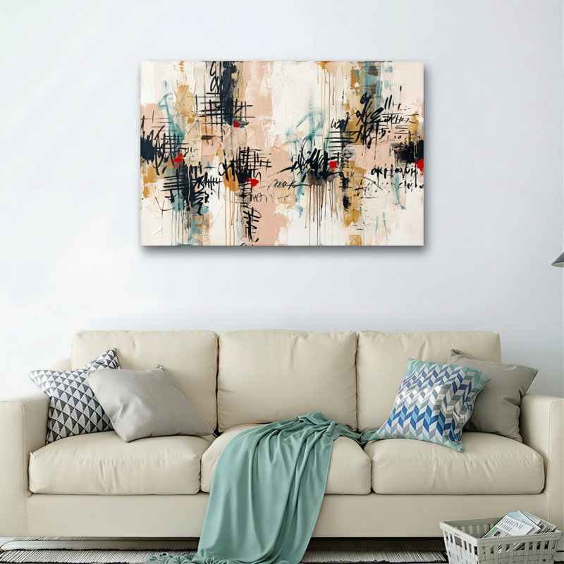 Ensemble de 1 toile murale d'expression abstraite, 32"H x 48"W, Wrapped Canvas