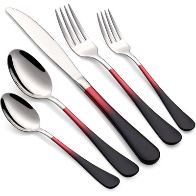 Black And Red Silverware Set