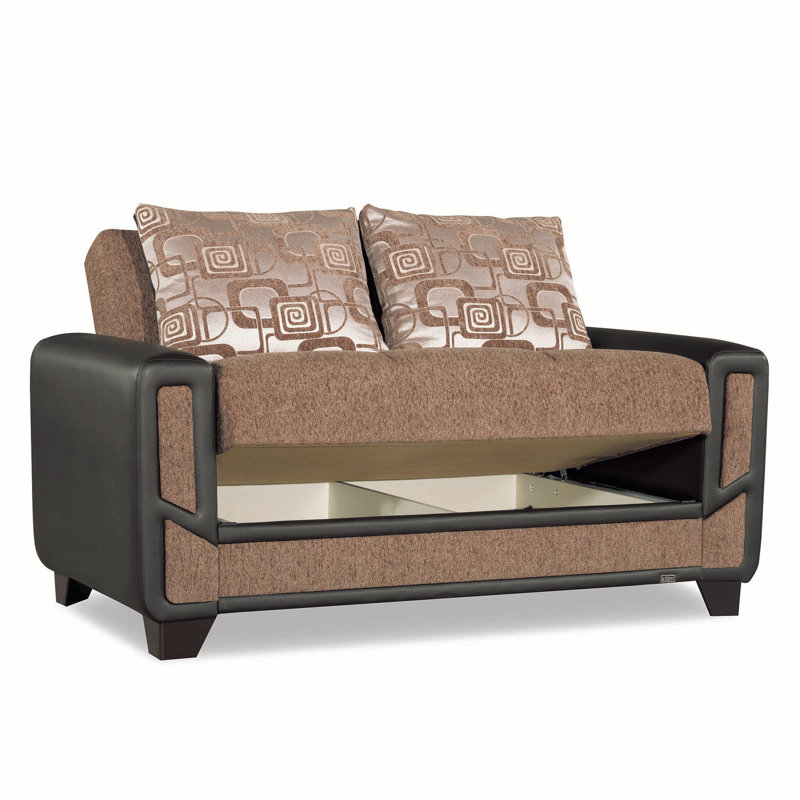 PrimeNest Daceyville Collection Upholstered Convertible Loveseat with Storage