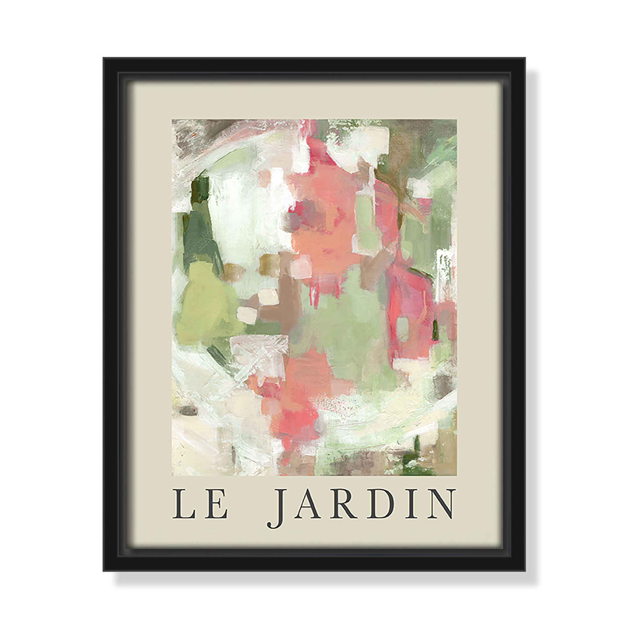 Botanical Poster Collection " Le Jardin " by Carol Robinson, Black Floater Frame, 11.5" H x 9.5" W x 2" D, No