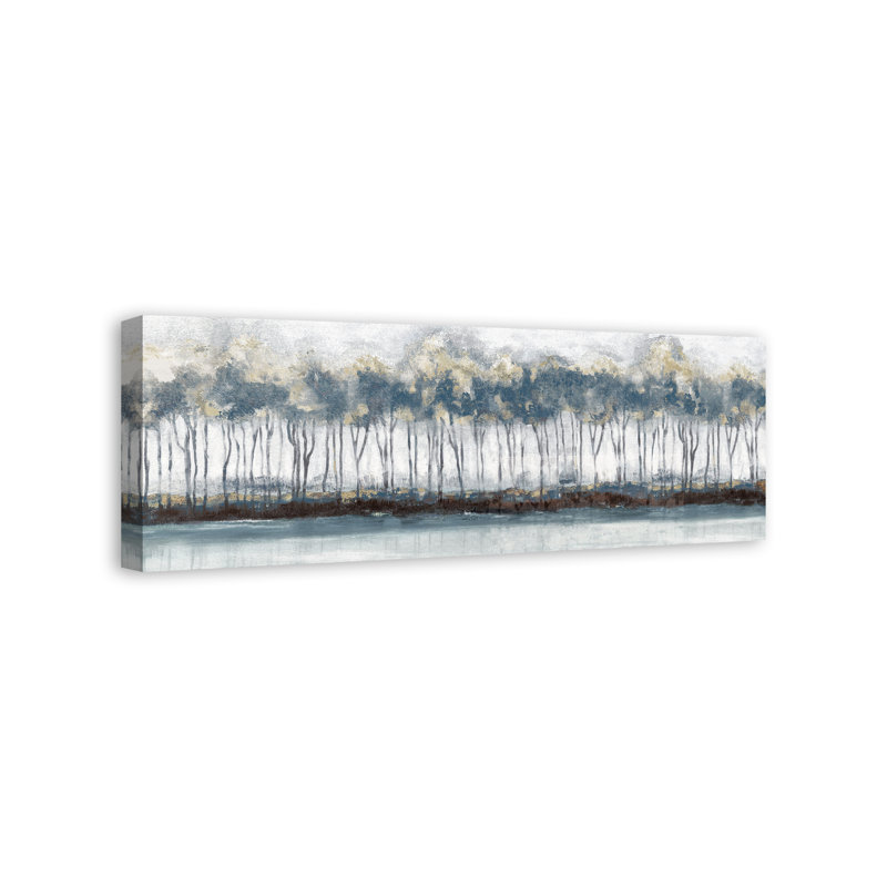 Paysage de bouleau sur toile, H 12 po x l 36 po x P 1,25 po, Sans cadre