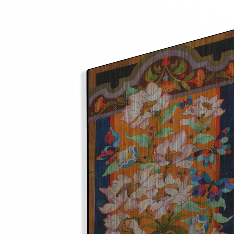 Art mural en métal Red Barrel Studio «Peony Tile» par David Galchutt, H 24 po x l 12 po