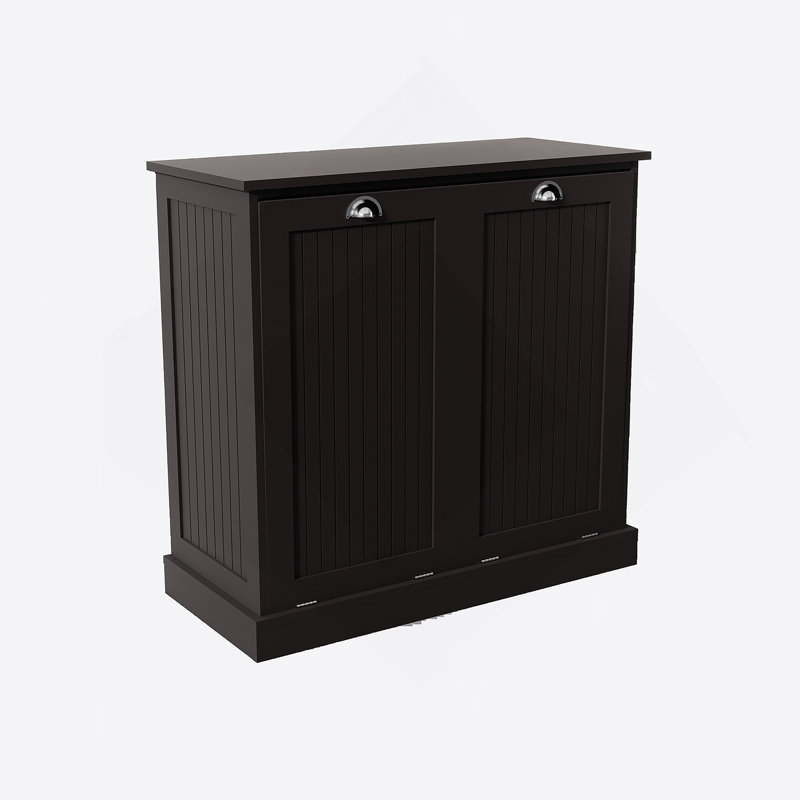 Armoire de trieur de linge à deux compartiments inclinable - noir