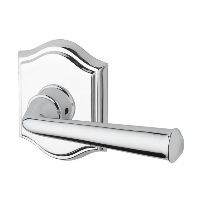Federal Privacy Door Lever with Traditional Arch Rose, Polished Chrome