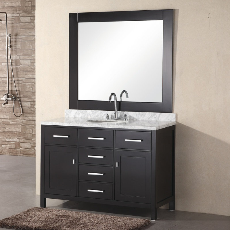 Ensemble de meuble-lavabo de salle de bain simple avec miroir 48 po Carrasquillo, Espresso