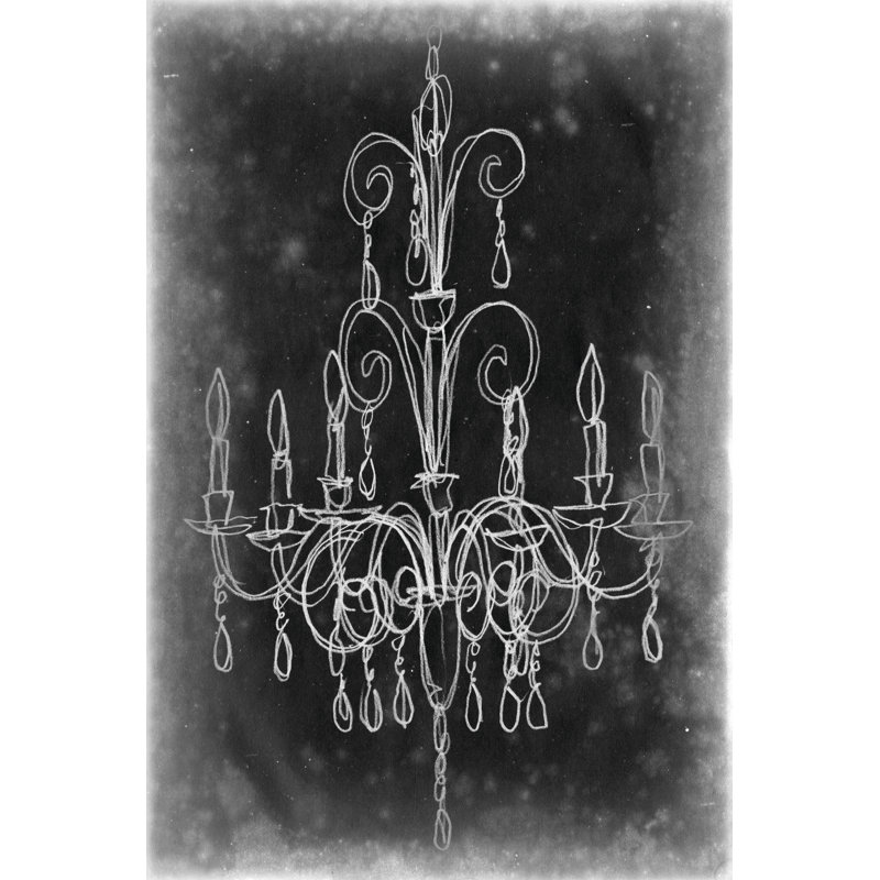 Chalkboard Chandelier Sketch II by Ethan Harper - Wrapped Canvas Print, 46cm H x 30cm W x 3.8cm D