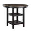 Table de salle à manger 5 comptoirs, table ronde grise avec tablettes de rangement, 4 chaises rembourrées en tissu, 2 sièges rembourrés