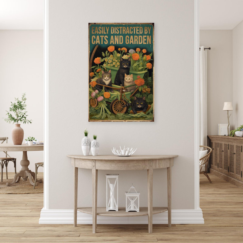 «Distract By Cats And Garden», impression sur toile, H 36 po x l 24 po x P 1,25 po