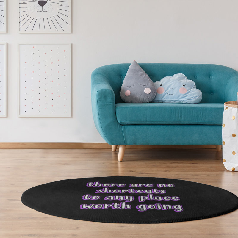 Tapis en poly-chenille style tableau noir no shortcuts, Rond 5 pi