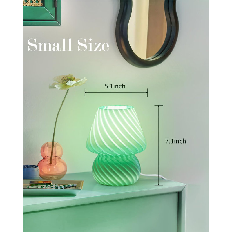 Lampe champignon - petite lampe de table avec verre rayé Mushroom, Vert, Vert