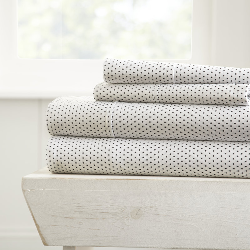 Stippled Dot Pattern Microfiber Sheet Set, California King, Gray