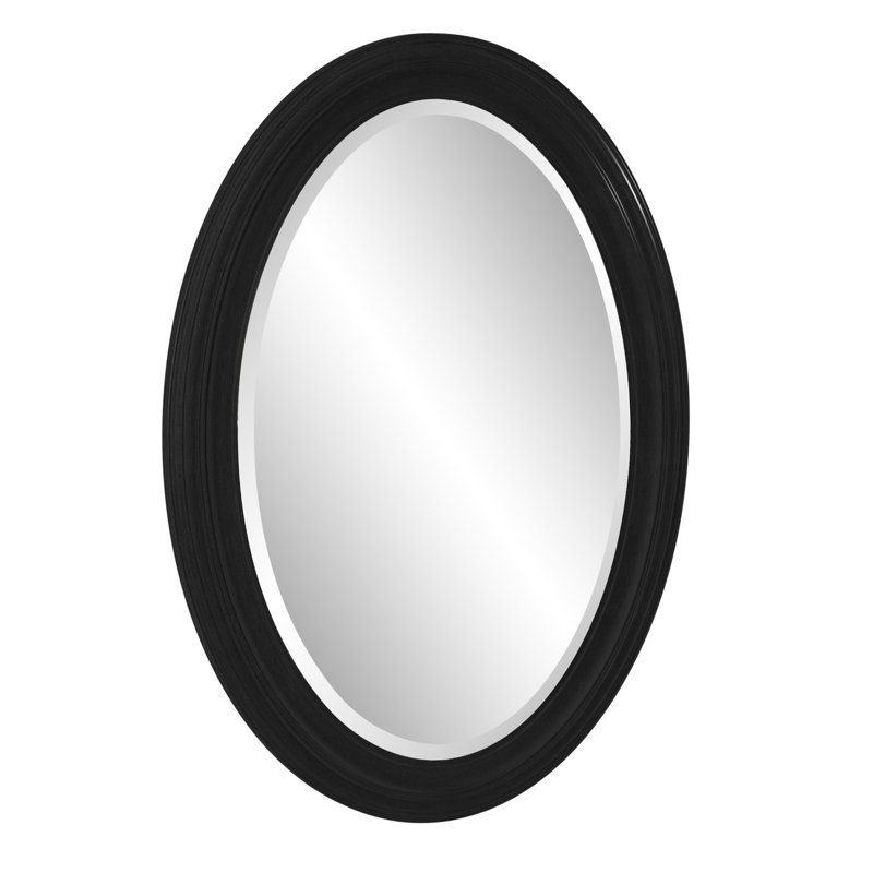 Cardale Solid Wood Oval Mirror, Matte Black Lacquer