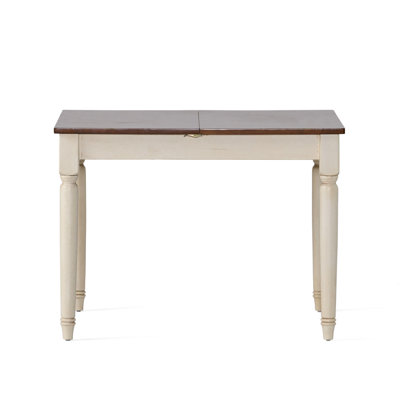 Rectangular Table With Dark Oak Top And Cream Legs, 29.53" H X 29.17" W 28.94" L