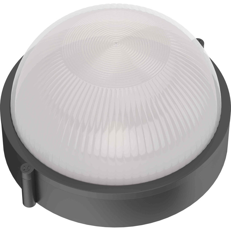 1-Light Outdoor Black Round Bulkhead Wall or Ceiling Surface Mount, Black