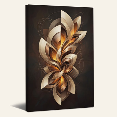 Art mural sur toile tourbillonnant or et bronze