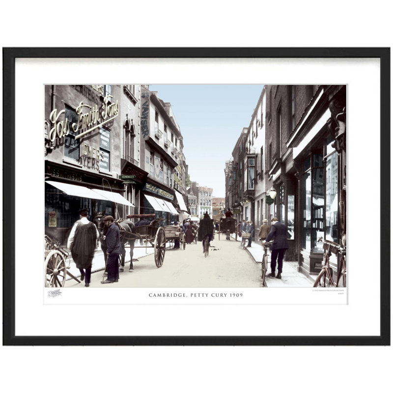 Cambridge, Petty Cury 1909 by Francis Frith - Single Picture Frame Print, 45cm H x 60cm W x 2.3cm D, Black/Grey/Cream