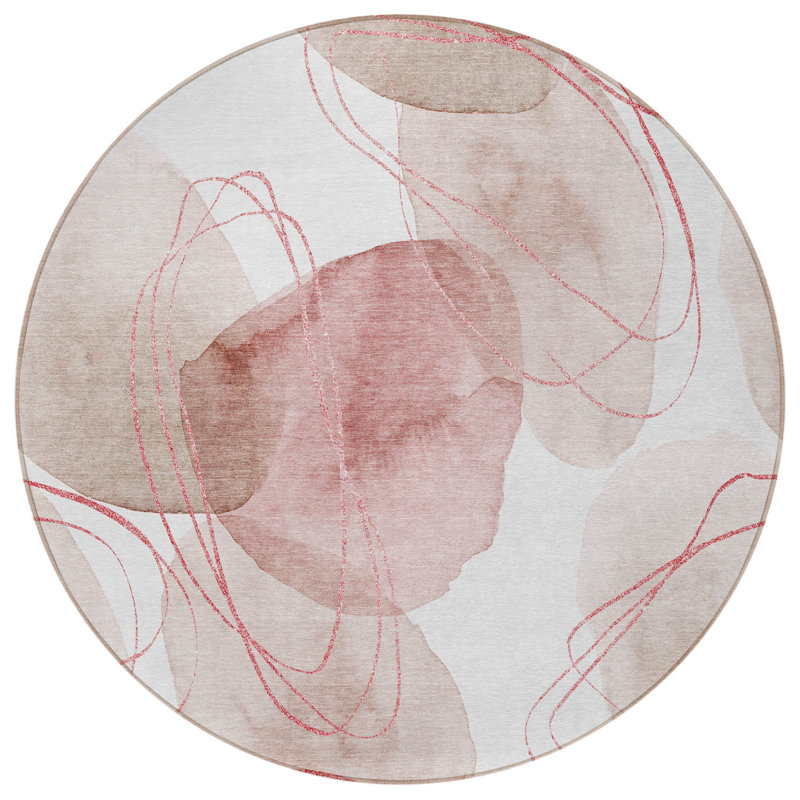Tapis extérieur rond lavable antidérapant 8 pi Merlot and Ivory