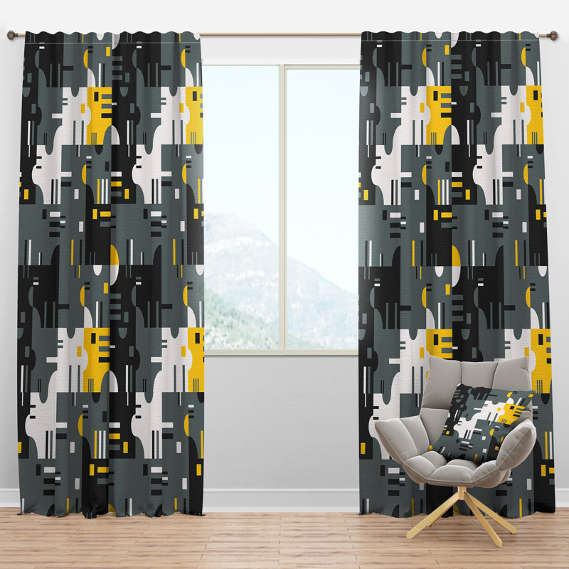 Panneau de rideau simple semi-transparent avec passe-tringle mid-century design i, l 52 po x L 95 po
