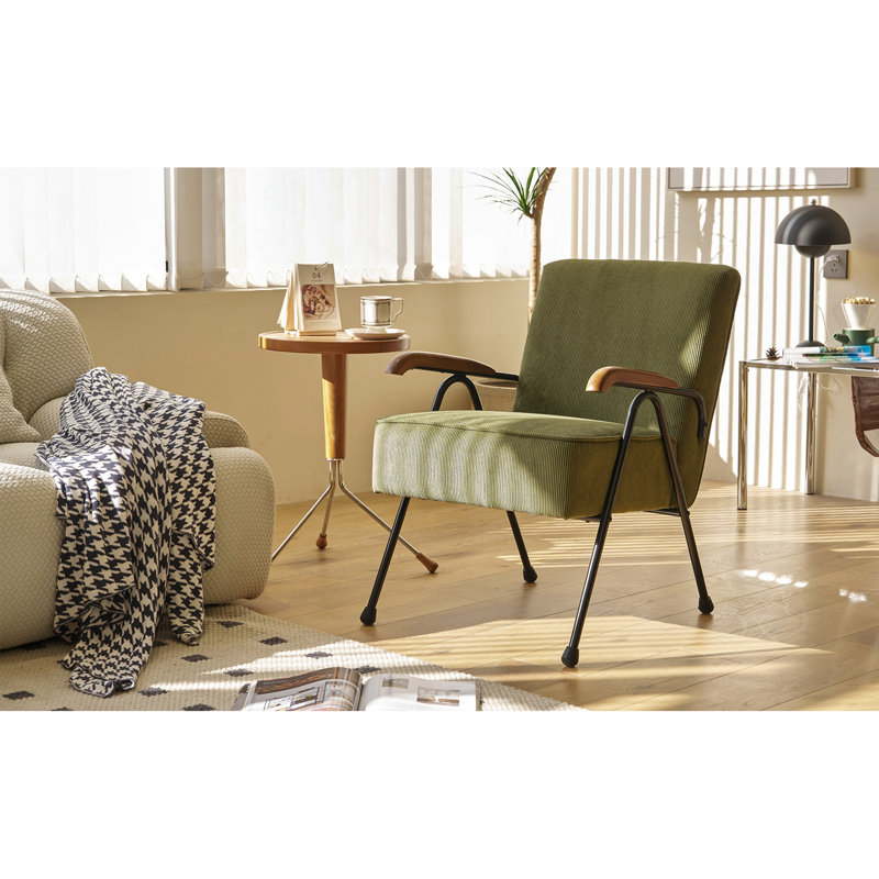 Fauteuil à motif de tissu, fauteuil d'appoint moderne à haut dossier, chaises de salon avec pieds en métal et coussins rembourrés doux,