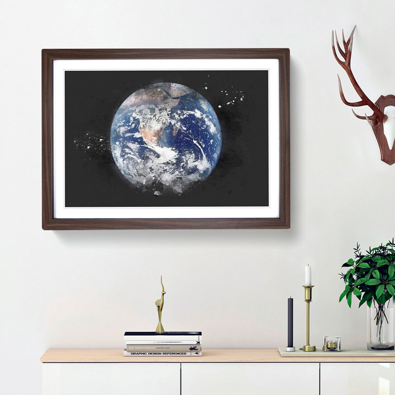 Amazing Image of Earth - Picture Frame Graphic Art Print, 62cm H x 87cm W x 2cm D, Walnut Framed