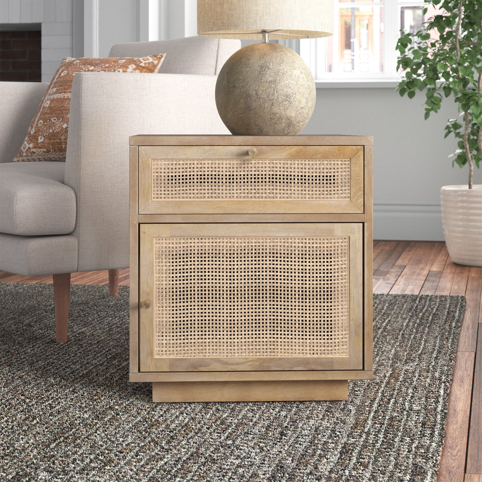 Cinna End Table With Storage, Light Brown