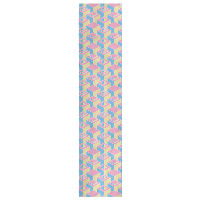 Chemin de table Classic Skyscrapers, 16 po x 72 po, Bleu / Rose / Jaune