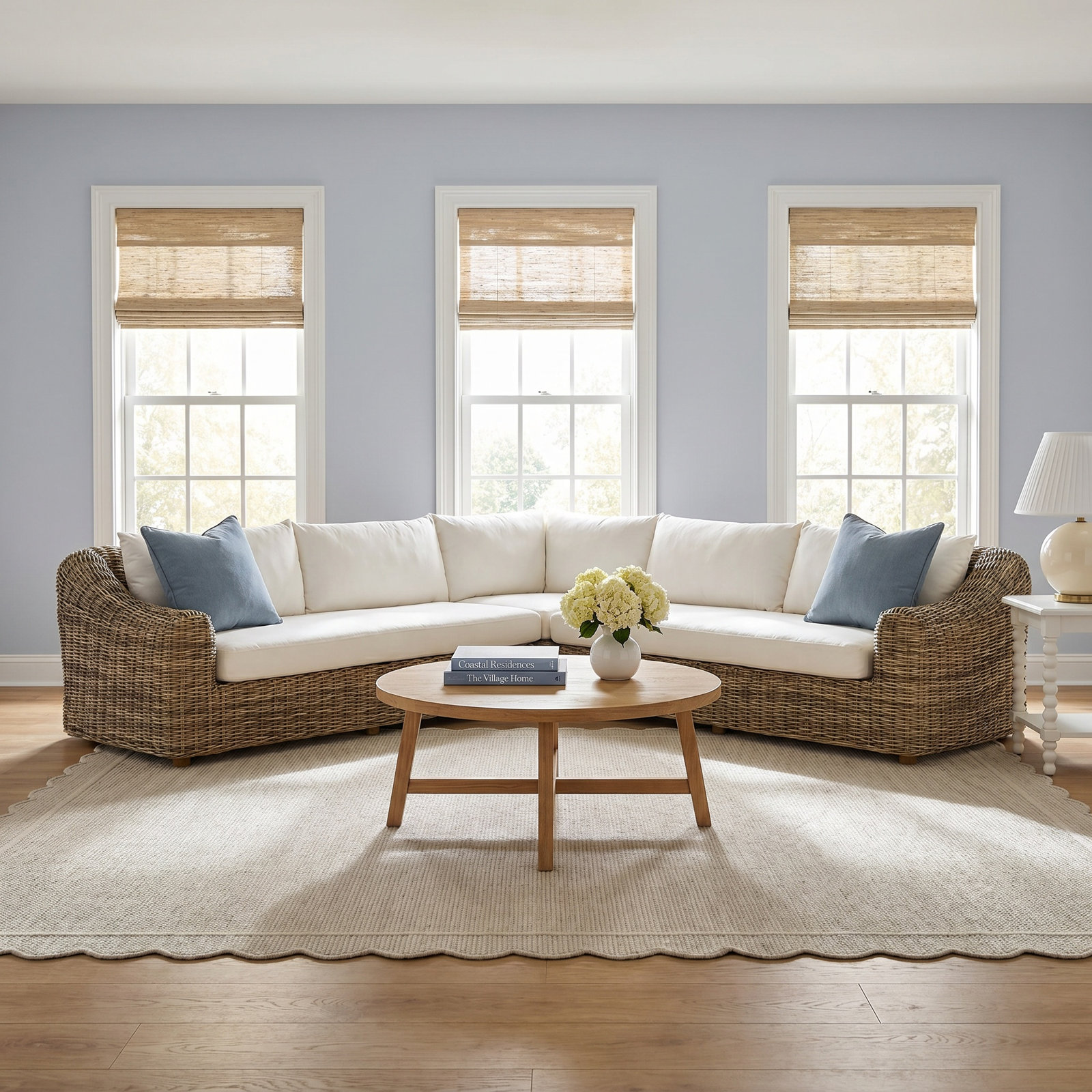 Cosha Upholstered Sectional, Natural Teak