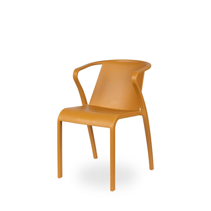 Horka Stacking Patio Dining Armchair with Cushion, Mustard