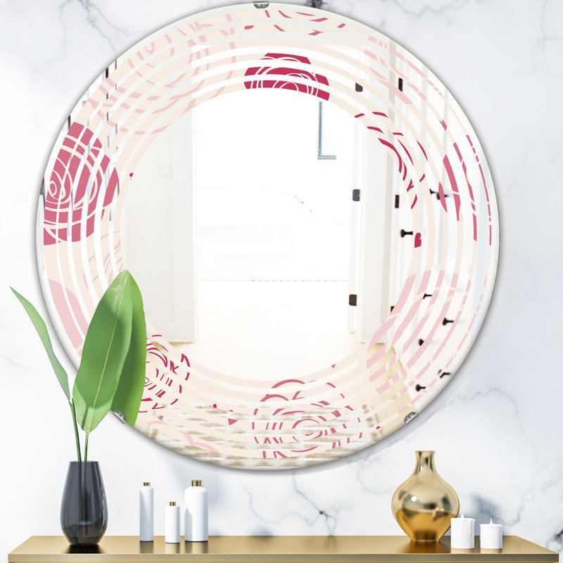 Miroir de salle de bain style chalet Americana Wave roses, 23,6 po x 23,6 po