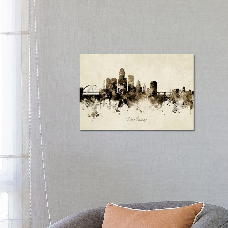 Des Moines Iowa Skyline by Michael Tompsett - Wrapped Canvas Print, 45.72cm H x 66.04cm W x 1.91cm D