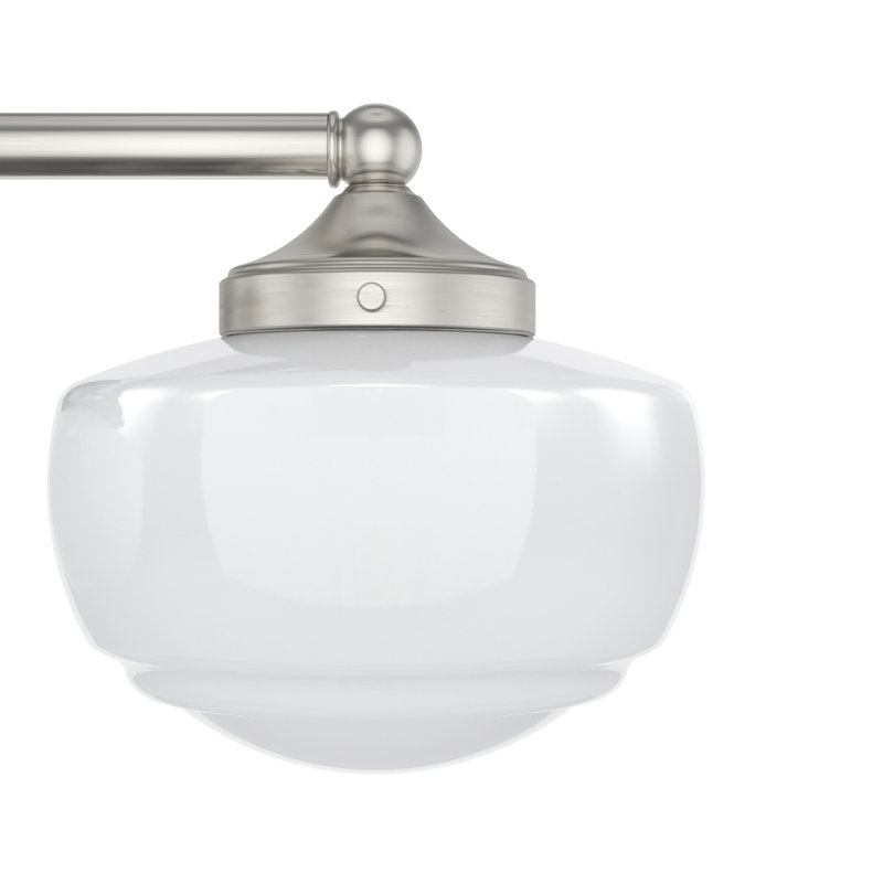 Hunter Saddle Creek 3 Light Vanity Wall Light Fixture, Brushed Nickel, White