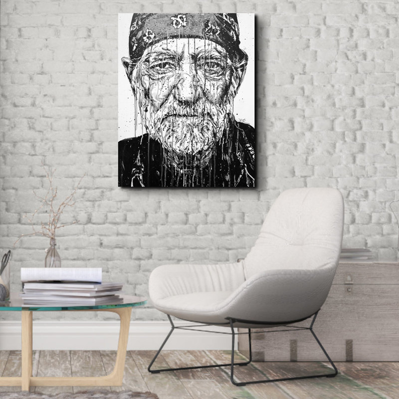 «Ahlrich Willie Nelson» par Pratisha Muir - reproduction d'art sur toile tendue, H 24 po x l 20 po x P 1,5 po