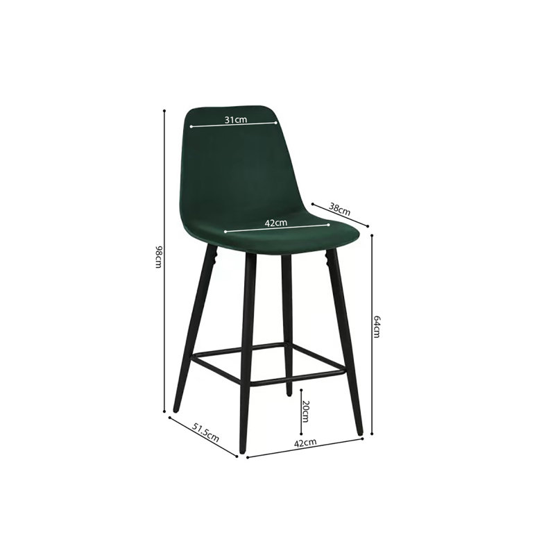Pottershill 64cm Bar Stool, Green