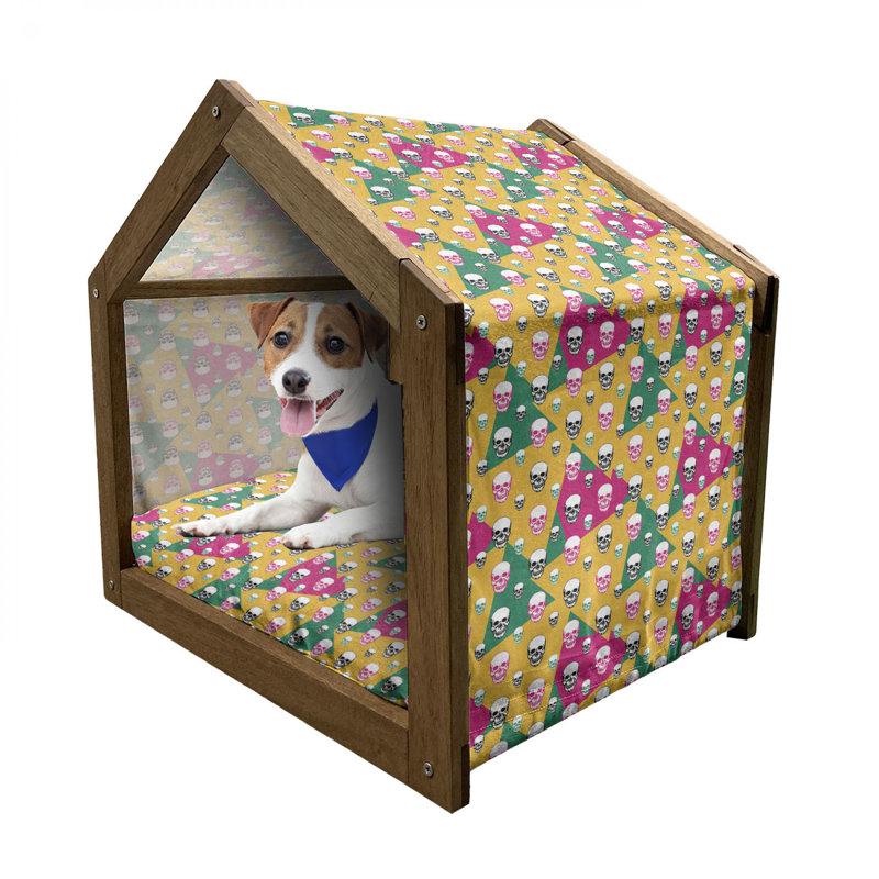 Niche pour chien en bois jaune, H 32,28 po x l 39,37 po x P 28,35 po